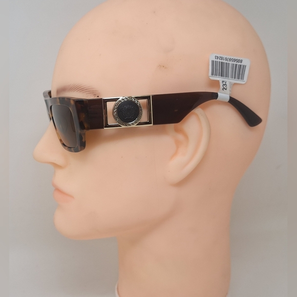 NWT Versace Men's Sunglasses Rectangle Medusa Havana Italy VE4416-U 53-18-145 - Picture 10 of 16